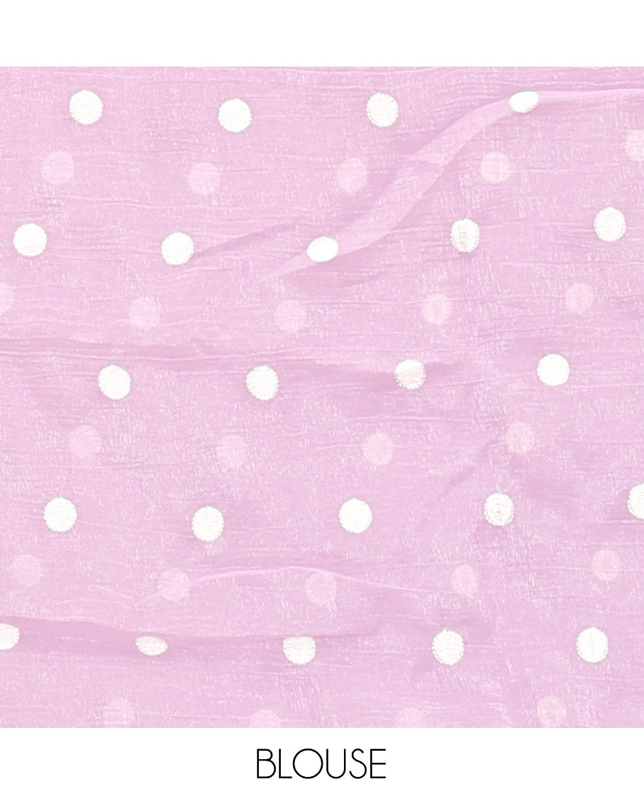 Pink Plain Organza Saree, Enthralled with Scallop Floral Embroidery Border, and Matching Blouse