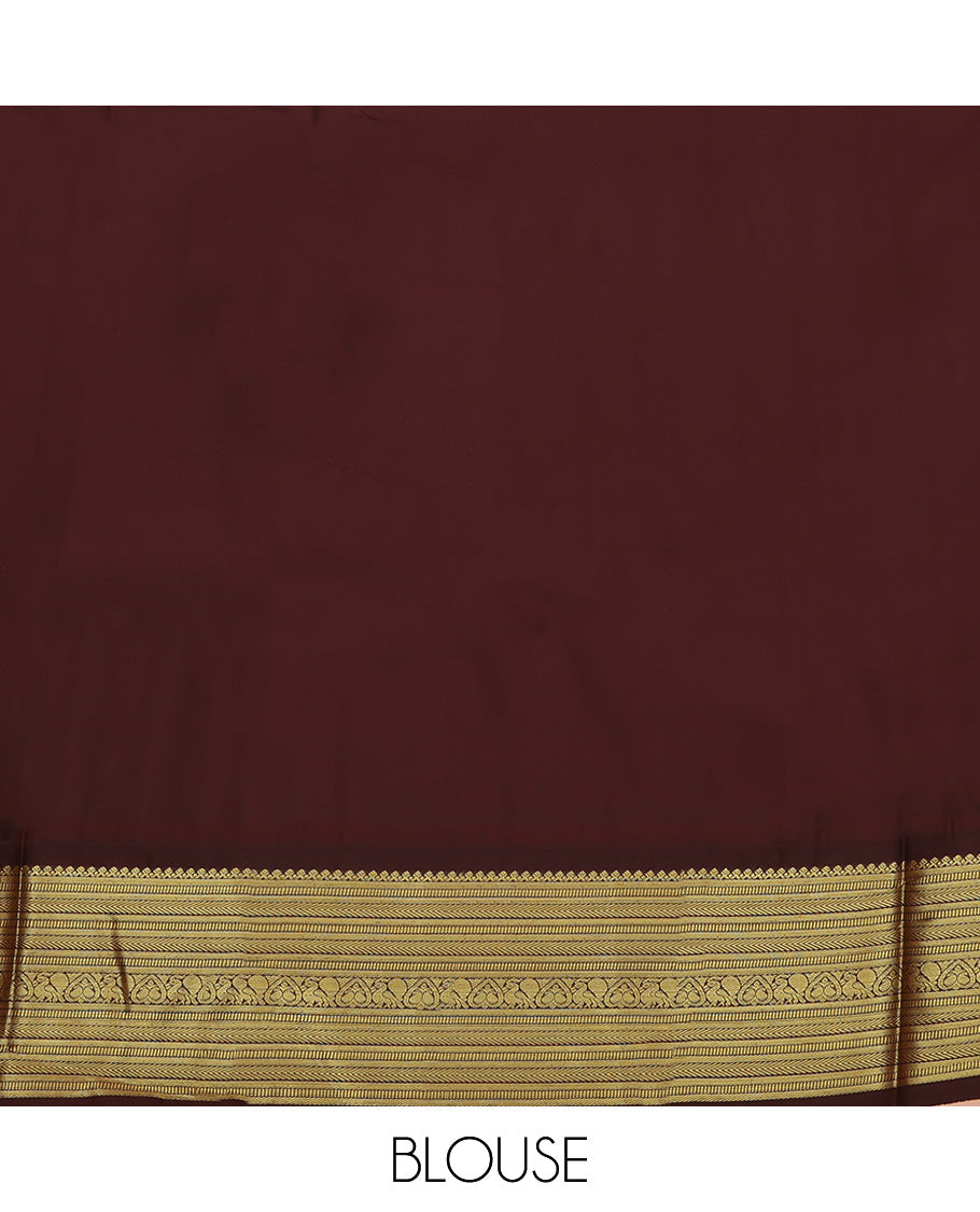 Green Budget Silk Saree, Subtly Sparkled With Zari Weave On Its Body Complemented by Contrast Traditional Zari Designs Woven Border, Grand Pallu and Paired with a Contrast Blouse