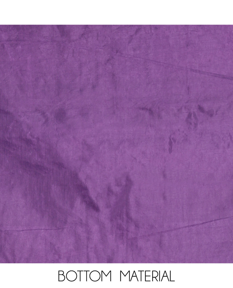 Magenta Semi-Linen Material Churidar, Delicately Woven with Thread Buttas Skirt, a Plain Bottom, and a Thread Buttas Dupatta