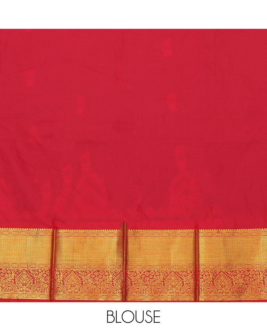 Blue Budget Silk Saree, Decorated with Zari Buttas, Complemented by a Contrast Traditional Zari Border, Grand Pallu, and Contrast Blouse