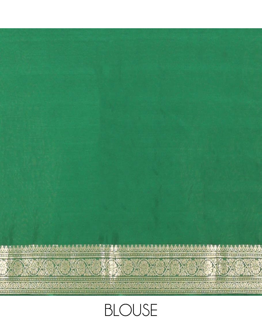 Bottle Green Zari Design Mysore Silk Saree, a Traditional Zari Border, Zari Striped Pallu, and a Matching Blouse