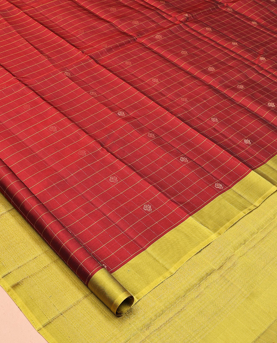 Red Checks Mayuri Lite Silk Mix Saree