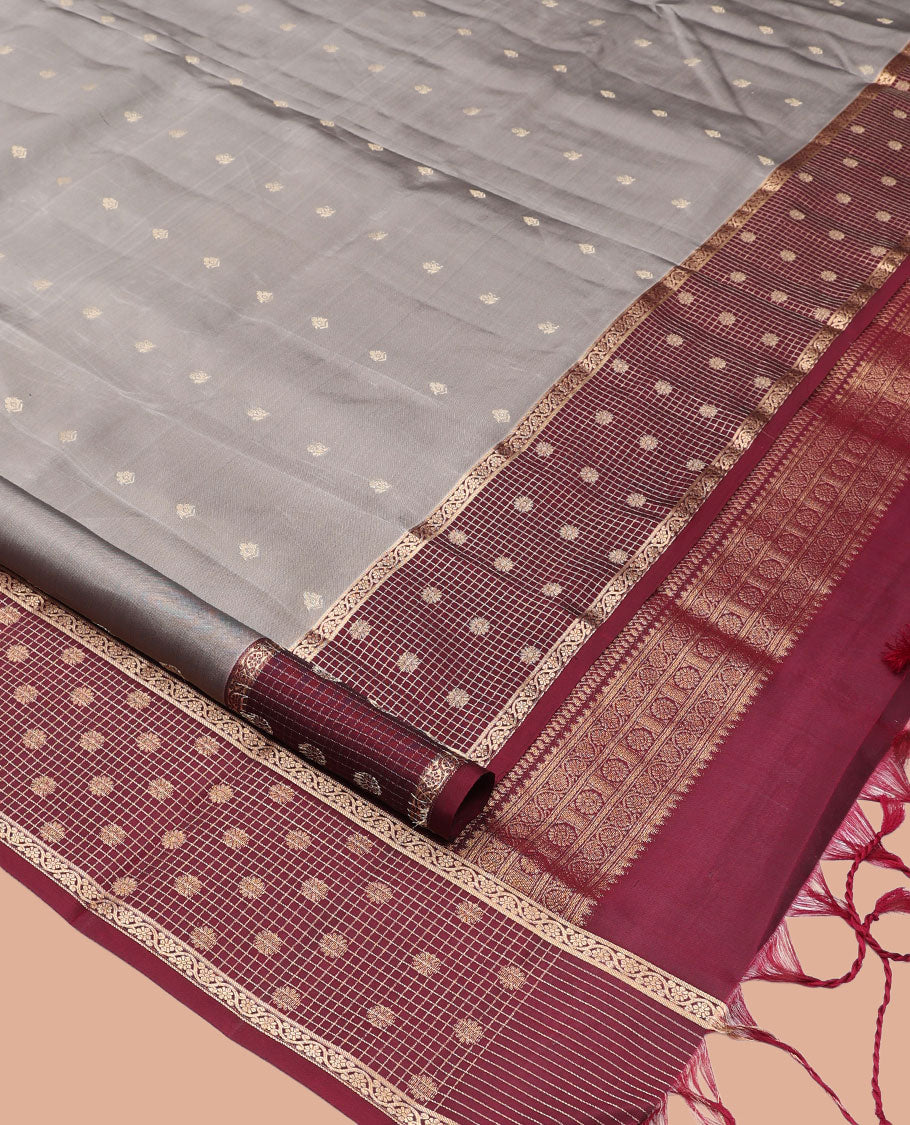 Grey Mayuri Lite Silk Mix Saree