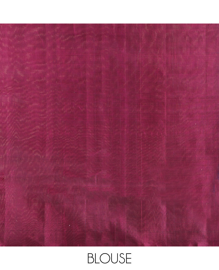 Green Mayuri Lite Silk Mix Saree, Woven with Floral Stripes, Complemented by a Contrast Zari Border, Pallu of Geometric Designs, and a Contrast Blouse