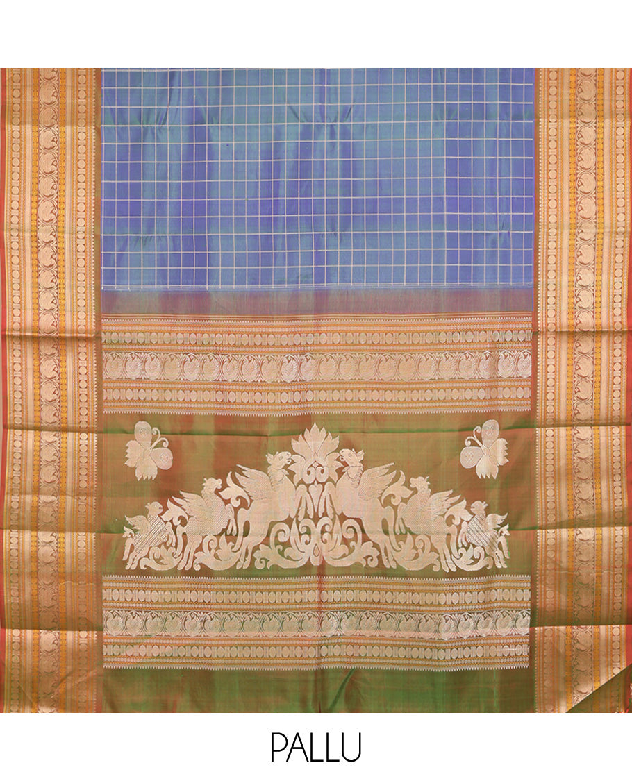 Blue Kanchipuram Chettinad Saree