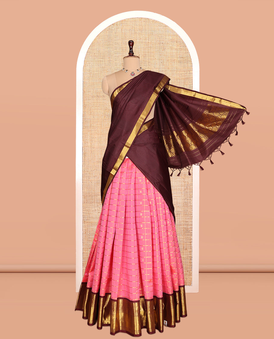 Pink Pure-Silk Half-Saree
