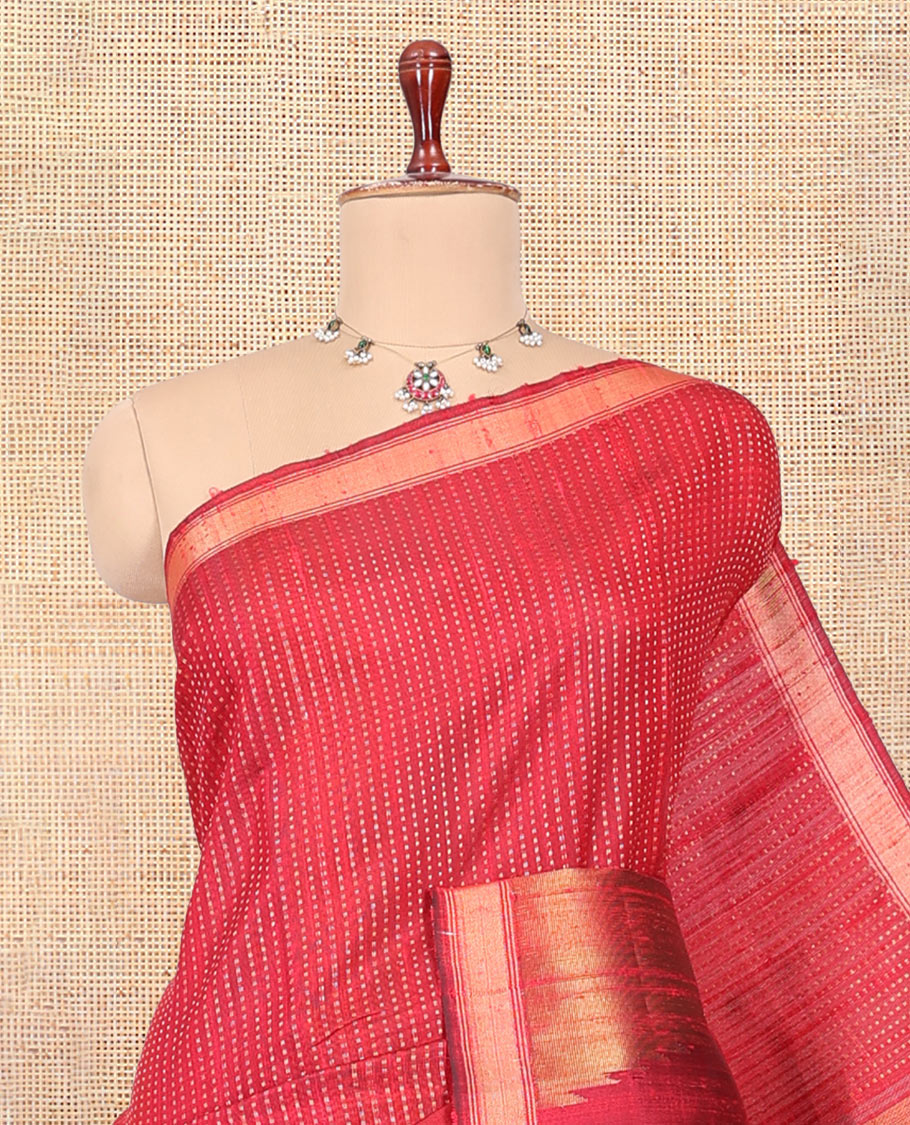 Red Dupion Saree