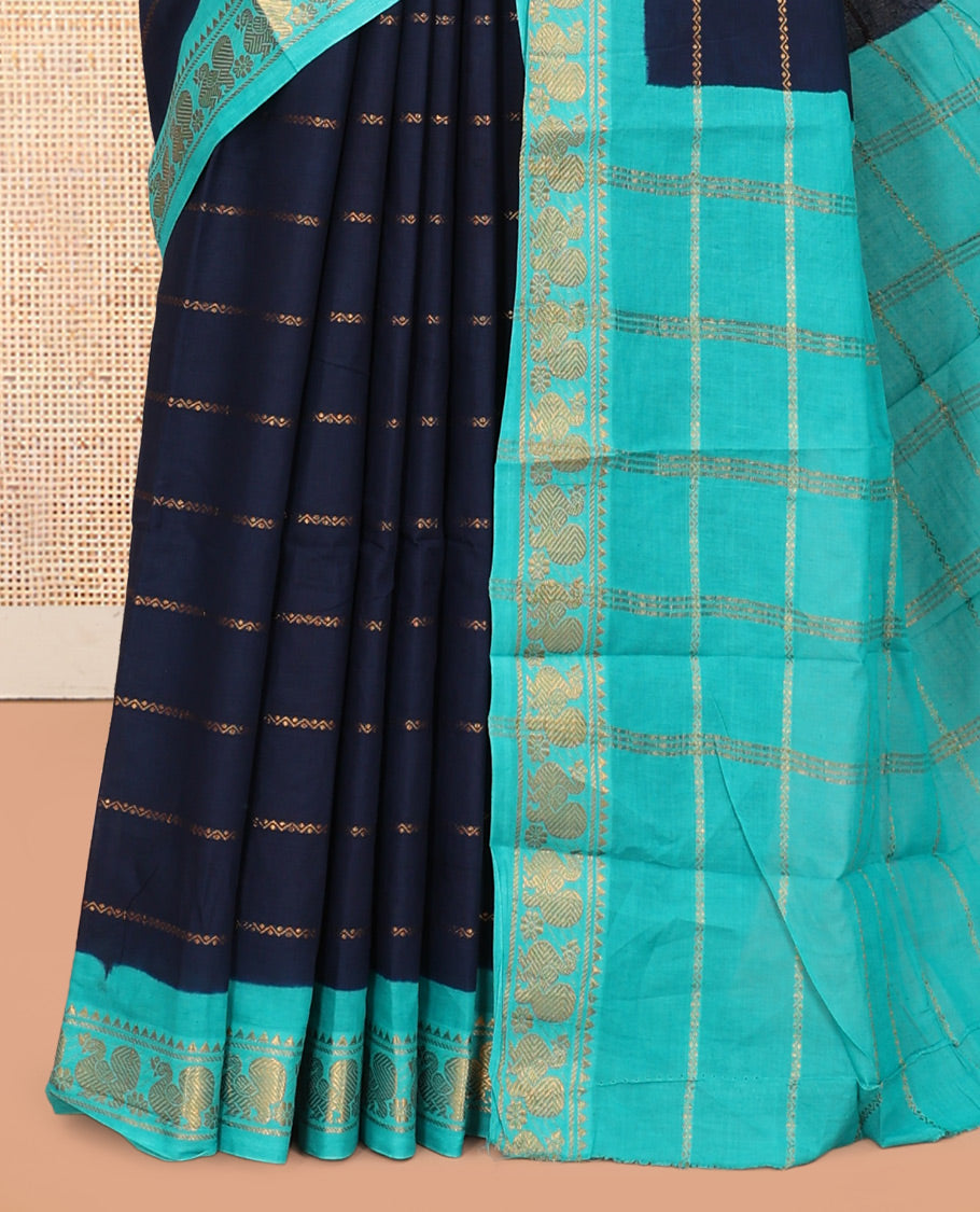Navy Blue Sungudi Cotton Saree