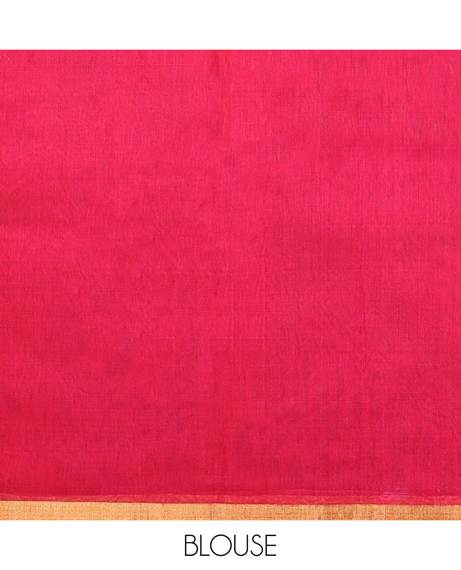 Blue geometric design silk cotton saree with self zari border & intricate zari design pallu
