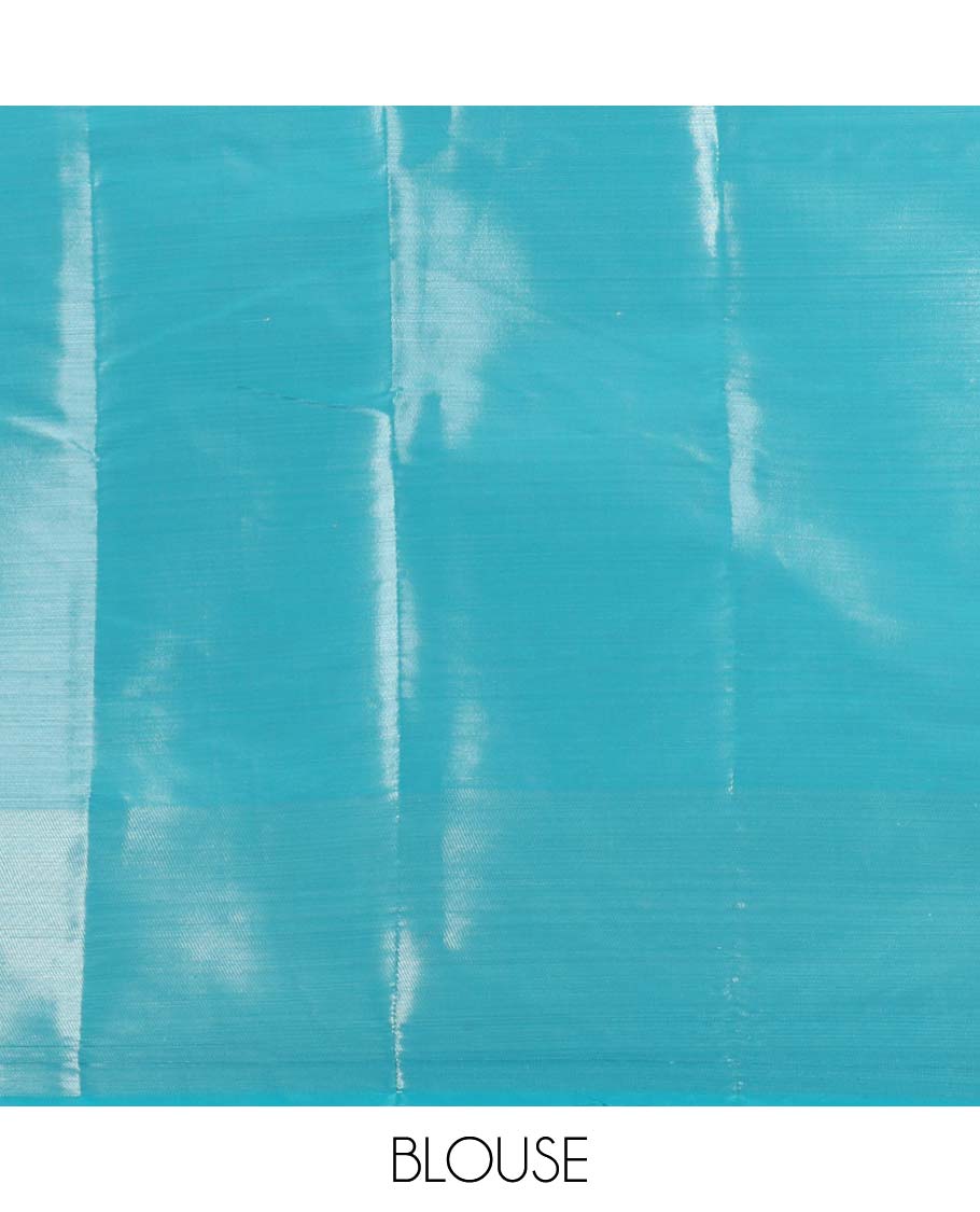 Blue zari weaving design soft silk saree with zari bawanchi border & weaving rich pallu along with brocade design blouse