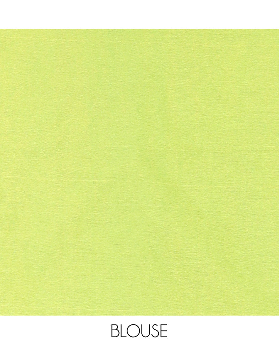 Green Khadi Mul Cotton Saree, Artfully Printed with Warli Motifs All Over Its Body, Highlighted by a Self-Border of Warli Print, Pallu of Warli Print, and Paired with a Matching Blouse