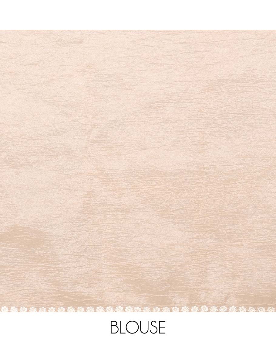 Pink Crushed Tissue saree with scallop motif border and intricate motif embroidery pallu