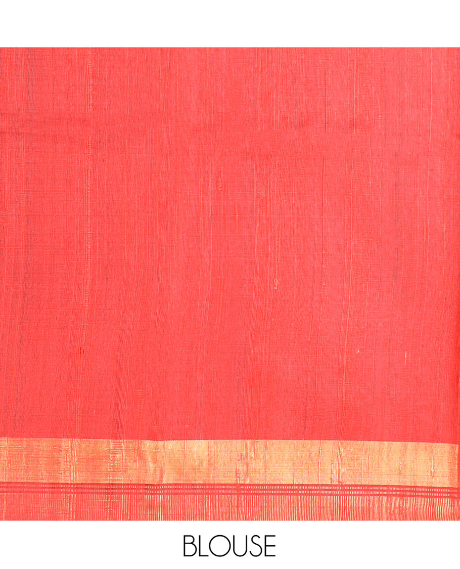 Navy Blue Plain Dupion Silk Saree, Complemented by a Contrast Temple Border, Gleaming Traditional Motifs Woven Pallu, and Paired with a Contrast Blouse