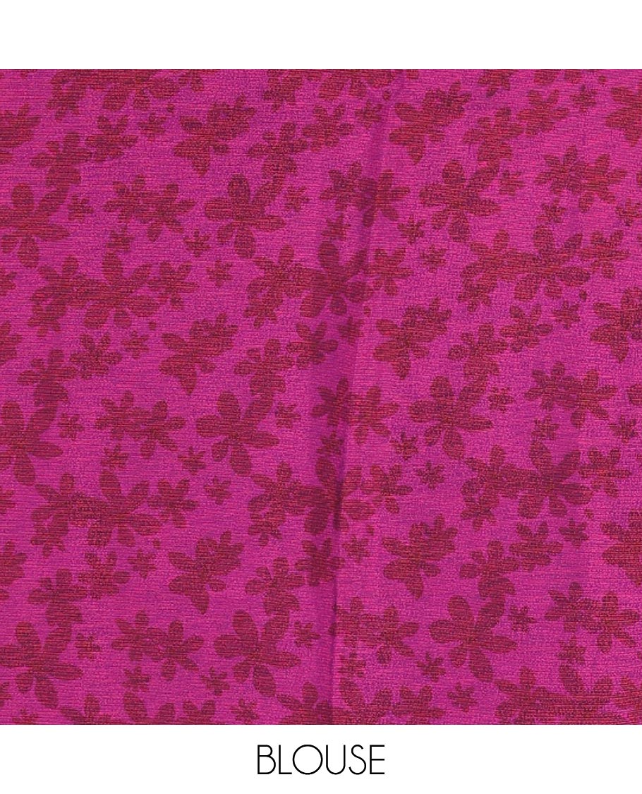 Borderless purple plain design viscose saree, flower motifs printed matching blouse