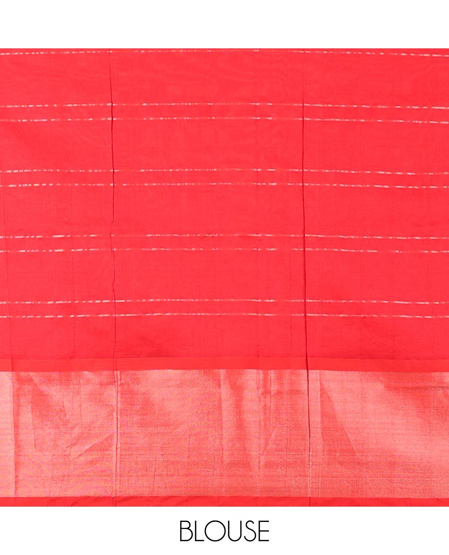 Blue checked design kupadam cotton saree with zari buttas, contrast plain border & pallu of intricate designs