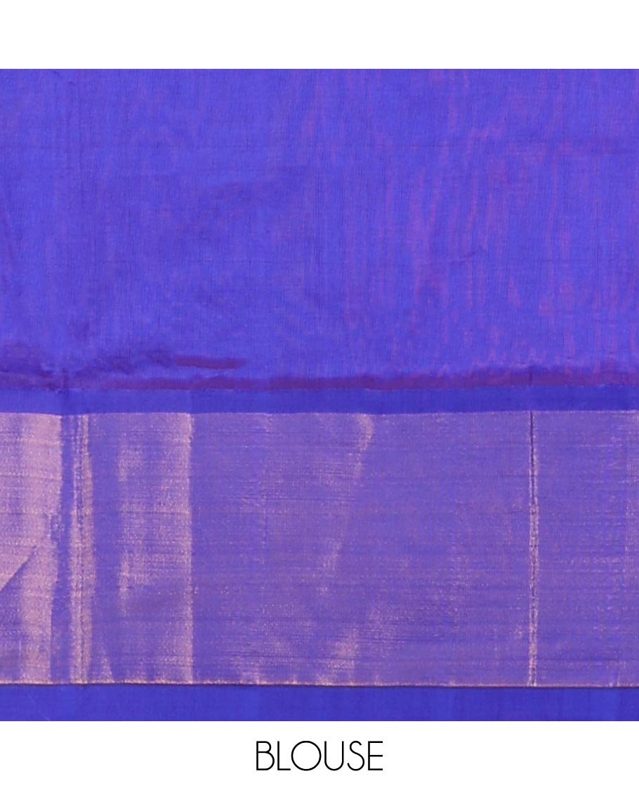Pink kuppadam cotton saree with buttas, plain border & contrast pallu of paisleys