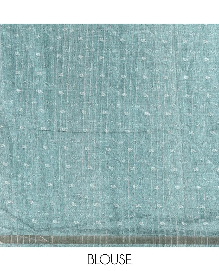 Purple floral motifs printed katan silk saree, contrast scallop floral printed with piping zari border, and contrast buttas blouse