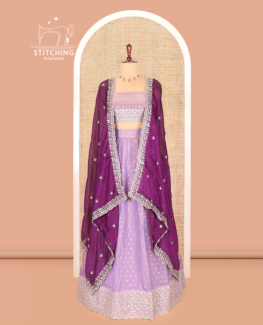 Lavender Moss Organza Half-Saree
