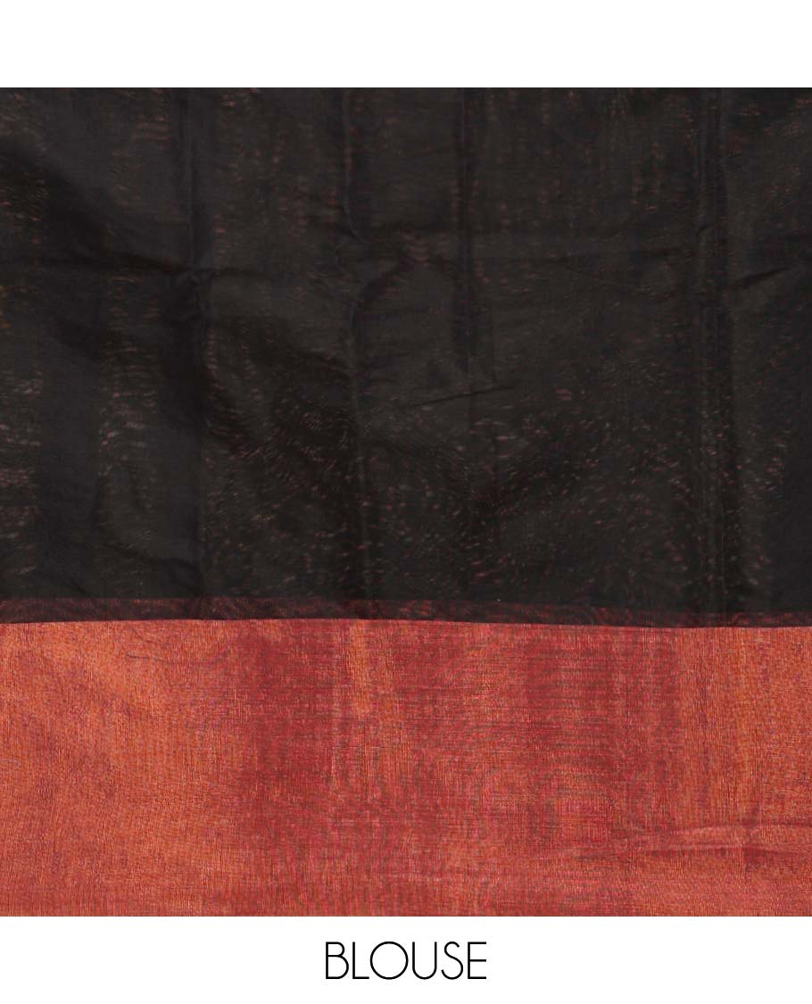 Black silk cotton saree with zari bawanchi border & chit pallu along with plain blouse