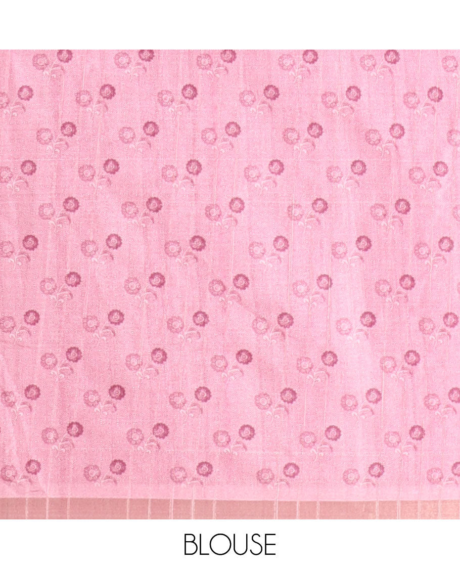 Chikku color with pink floral digital printed semi tussar silk saree with kalamkari design border & kalamkari design pallu along with printed blouse