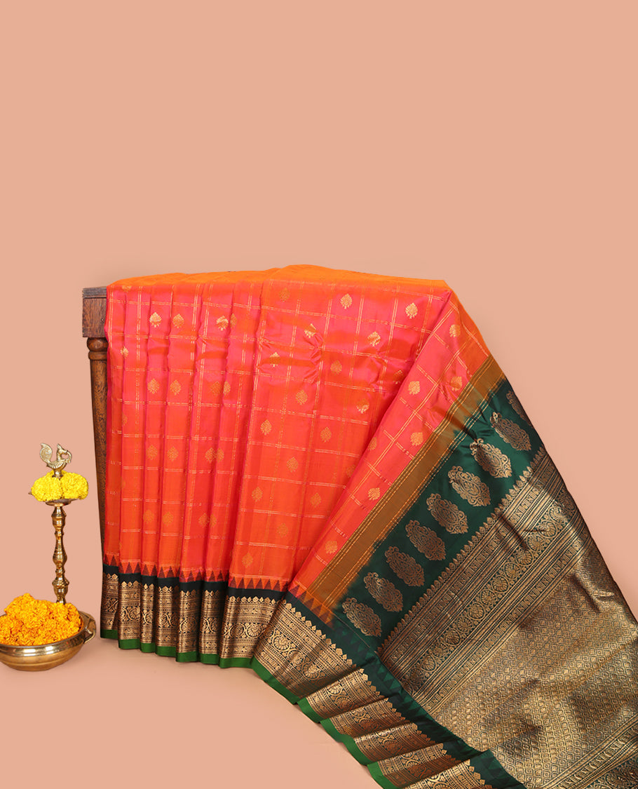 Orange Gadwal Silk Saree