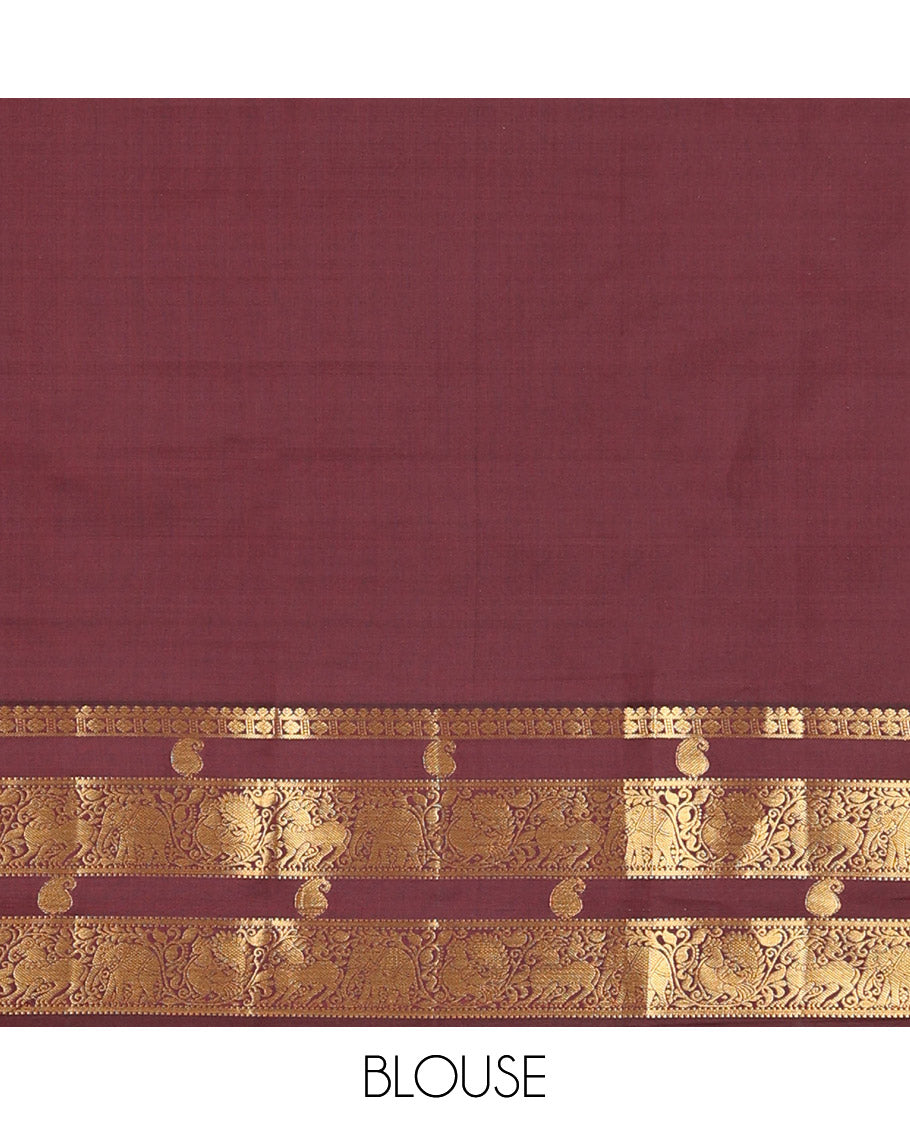 Sea green buttas vasundhara elite silk saree with self zari design border & floral design pallu