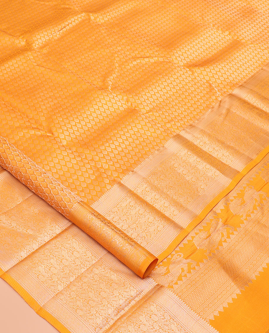 Yellow Zari Butta Kanchipuram Wedding Silk Saree