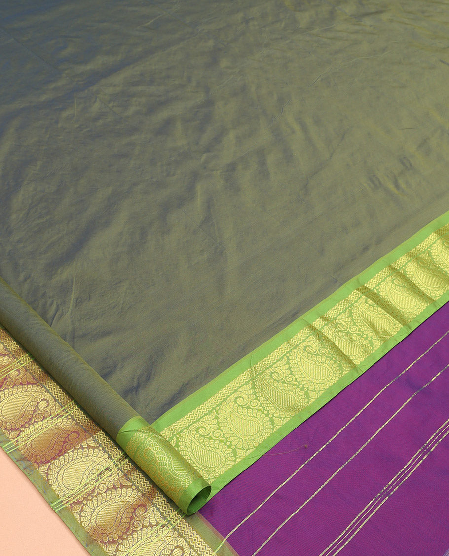 Green Plain Ten-Yard Art Silk Saree