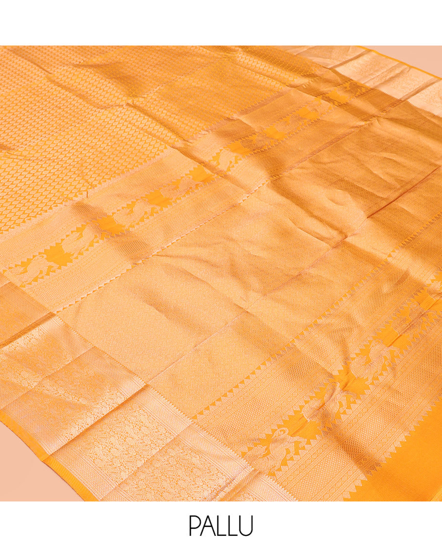 Yellow Zari Butta Kanchipuram Wedding Silk Saree