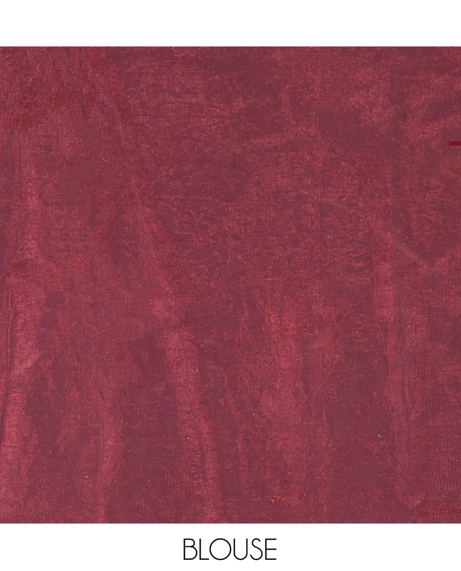 Maroon Velvet Organza Half-Saree