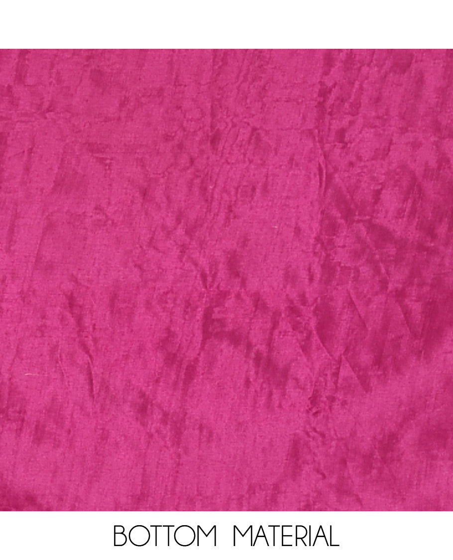 Magenta Material Chudidar Set Embellished with 1000 Zari Buttas Woven Banaras Top, Subtly Made Plain Santoon Bottom, and a Banarasi Dupatta Featuring Zari Buttas and Temple Buttas