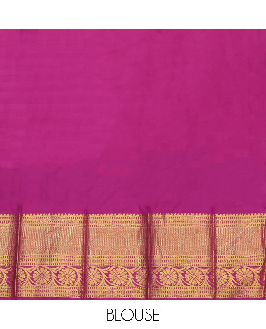 Green Budget Silk Saree, Embellished with Zari Buttas Enclosed Checks, a Contrast Traditional Zari Border, Grand Pallu, and a Contrast Blouse