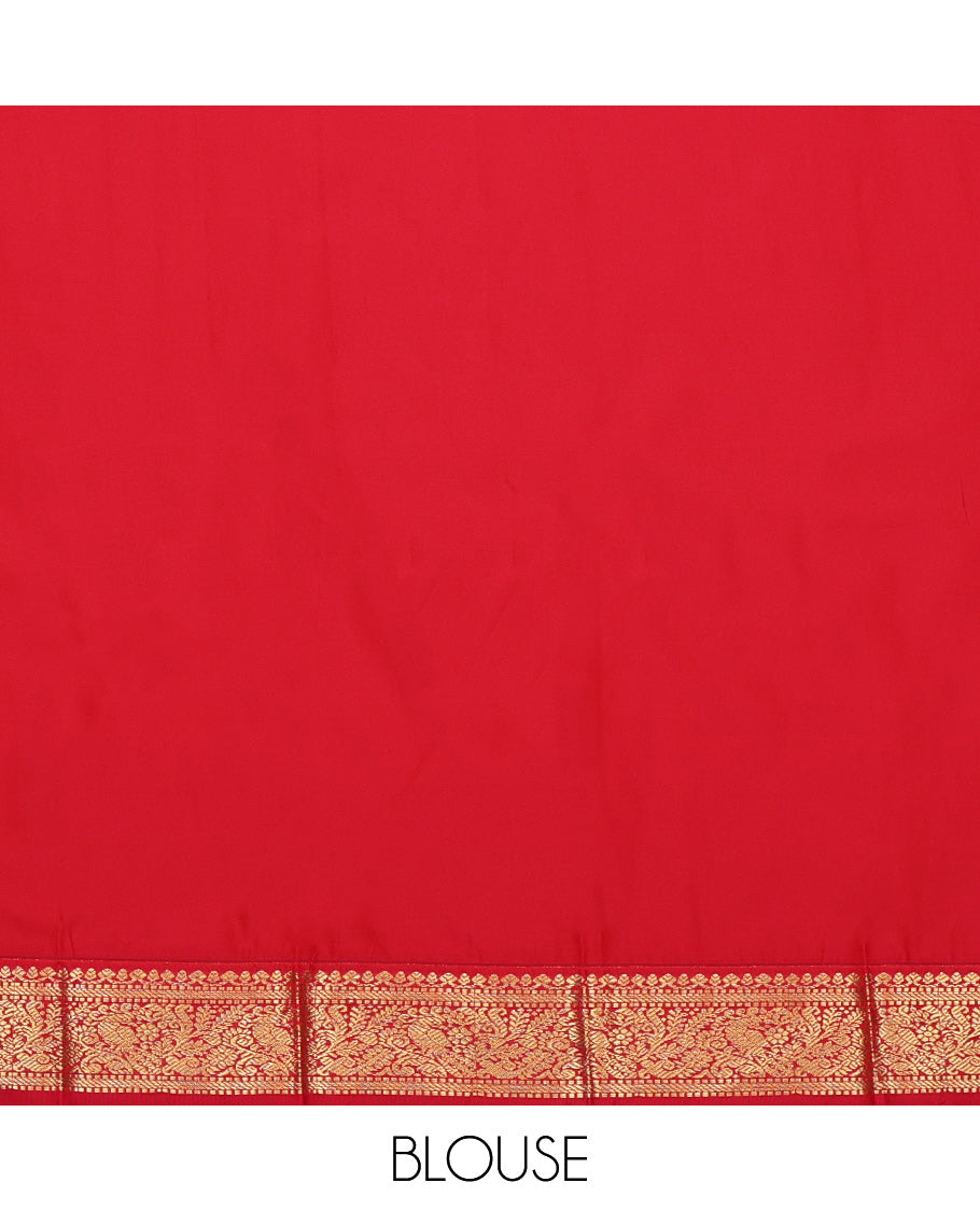 Peacock Color Budget Silk Saree, Woven with Zari Buttas and Zari Stripes on Its Body, Complemented by a Contrast Traditional Zari Design Border, Grand Jaal Pallu, and Paired with a Contrast Blouse