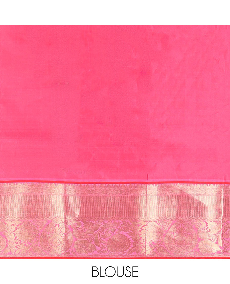 Green floral buttas vasundhara silk mix saree with contrast intricate zari design border & floral zari design pallu