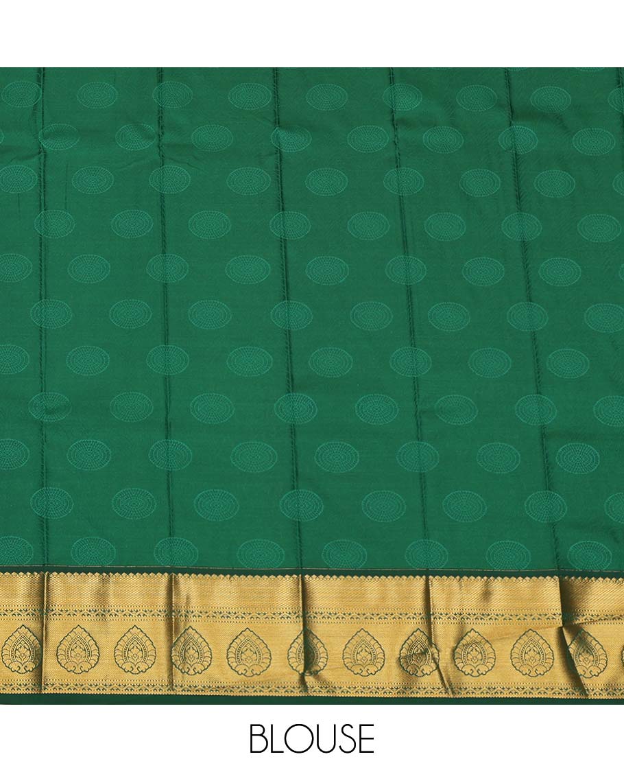 Orange Budget Silk Saree, Decked Up with Jacquard Design, Complemented by Contrast Traditional Zari Border, a Geomentric Pallu and a Contrast Blouse