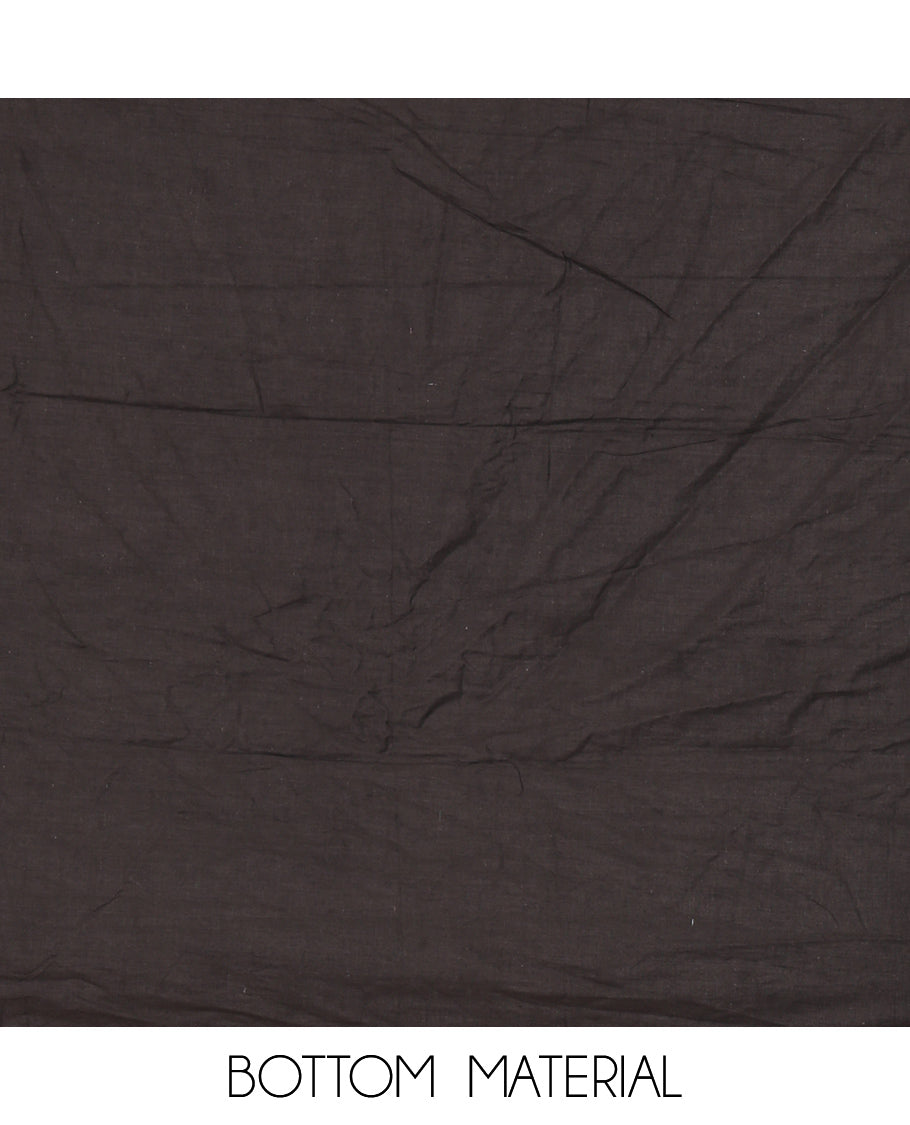 Cream-Black Cotton Hakoba Material Churidar Features Print and Ajrakh Neck Work Top, a Cotton Bottom, an Ajrakh Printed Dupatta