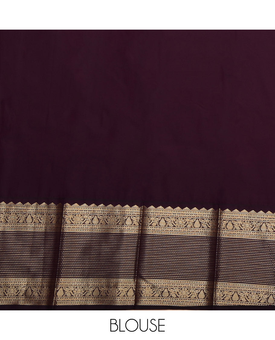 Green Budget Silk Saree, Sparsely Woven with Buttas, Complemented by Contrast Traditional Zari Border, Grand Pallu and a Contrast Blouse