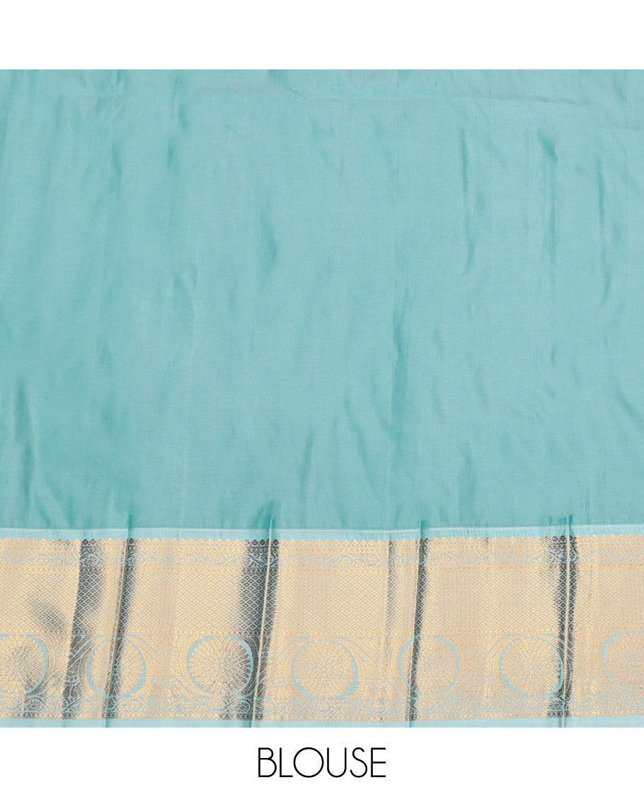 Violet Budget Silk Saree, Enthralled with Zari Buttas, Contrast Traditional Zari Border, Intricately Designed Pallu, and a Contrast Blouse