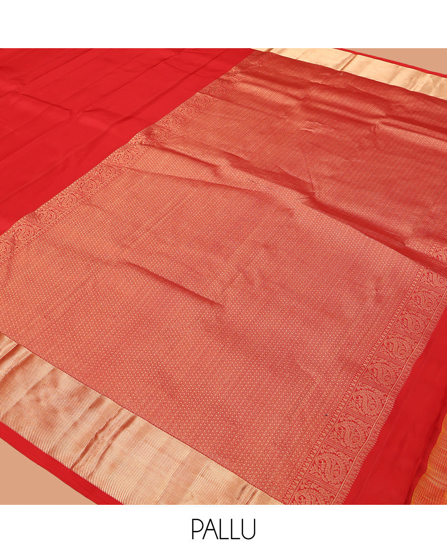 Red Plain Kanchipuram Silk Saree