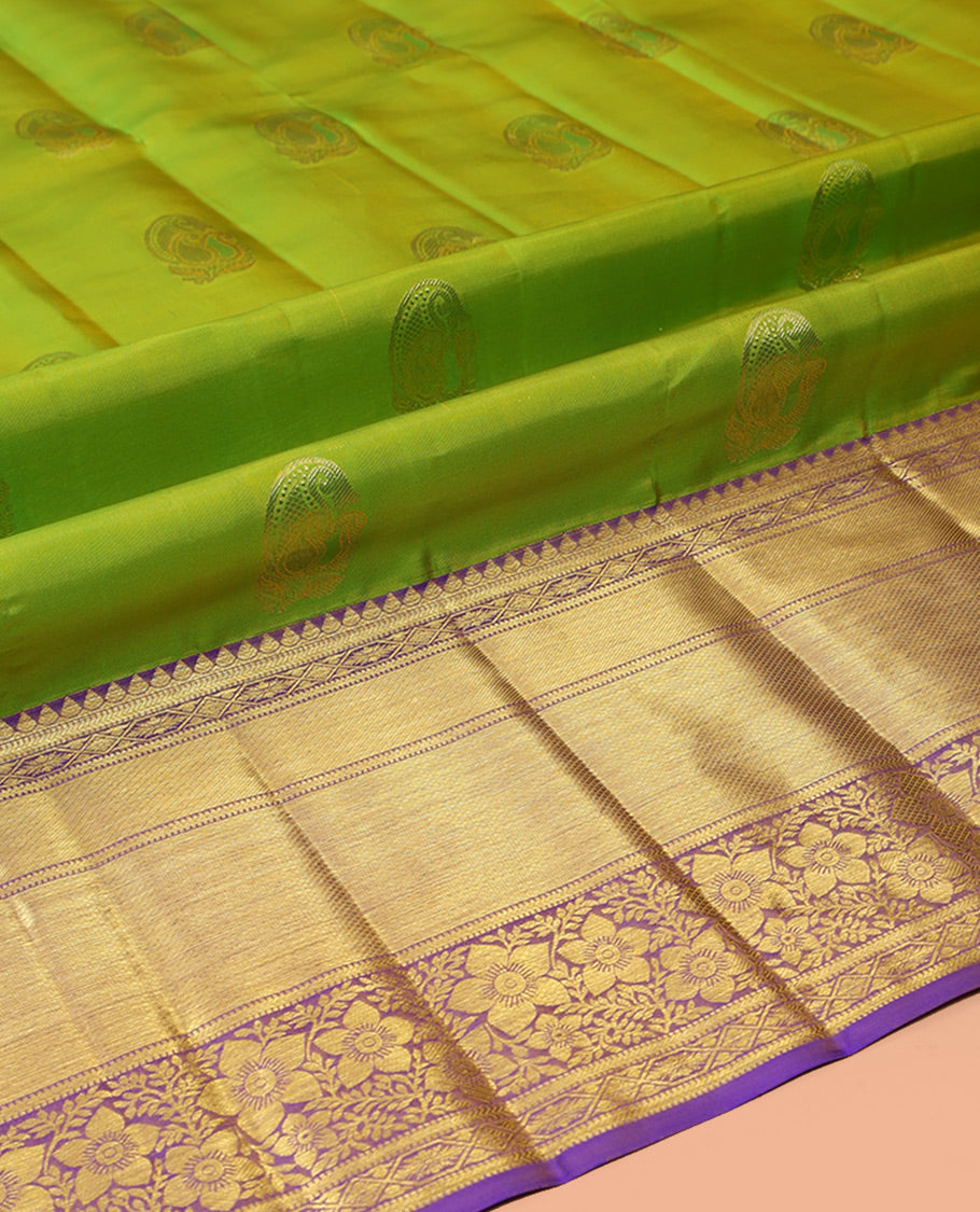 Green Pure Silk Pavadai Material Set