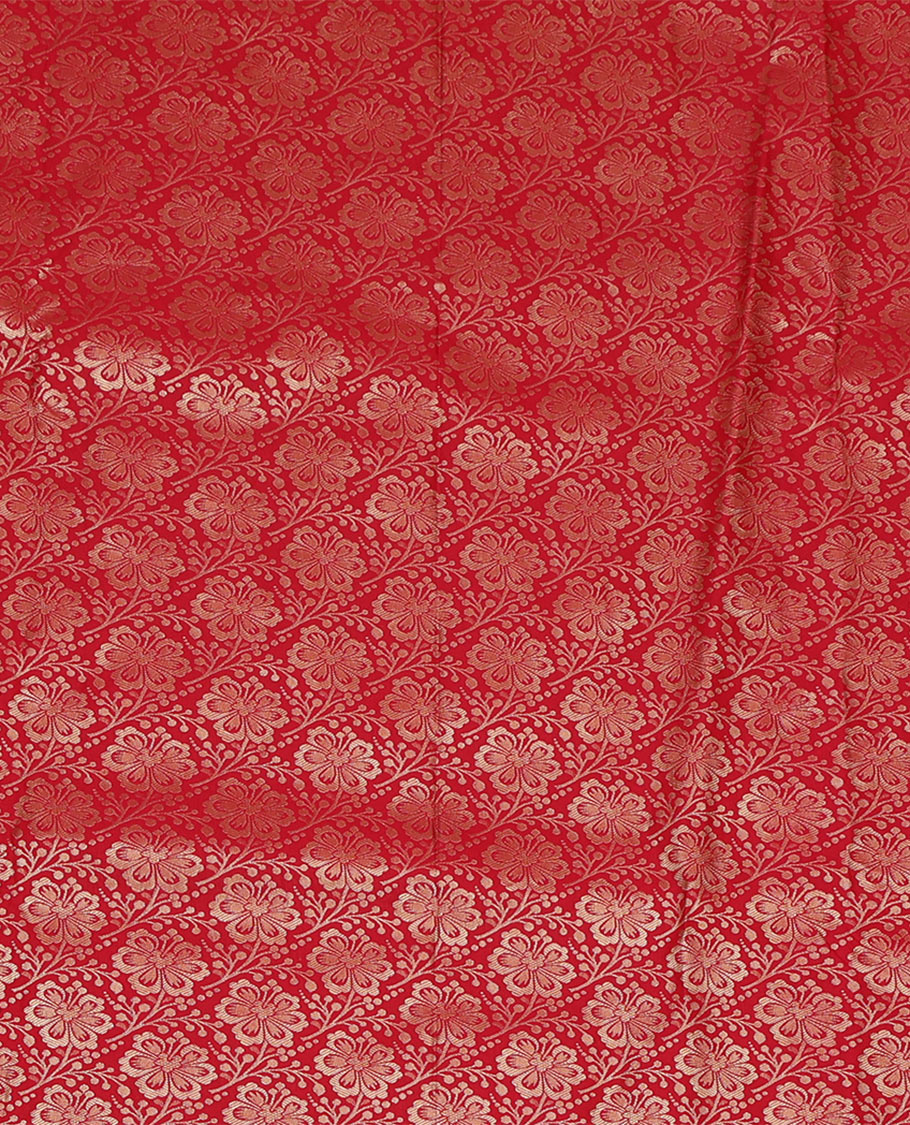 Red Art Silk Pavadai Material Set