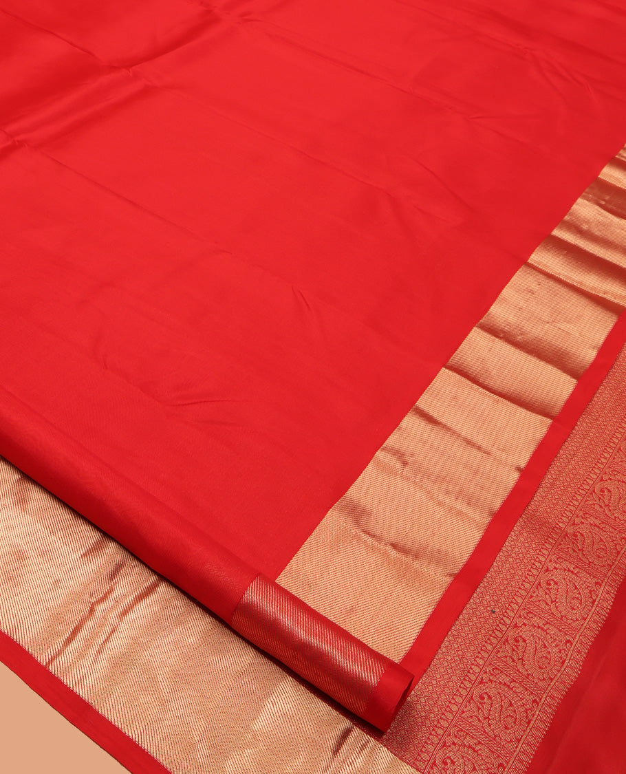 Red Plain Kanchipuram Silk Saree