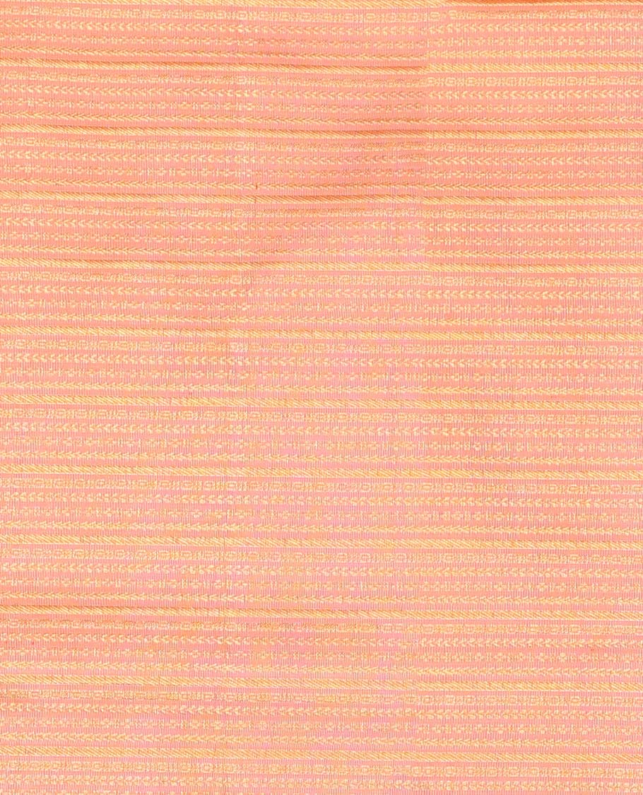 Peach floral striped design pure silk half saree with contrast zari design, zari design blouse & intricate floral design dhavani