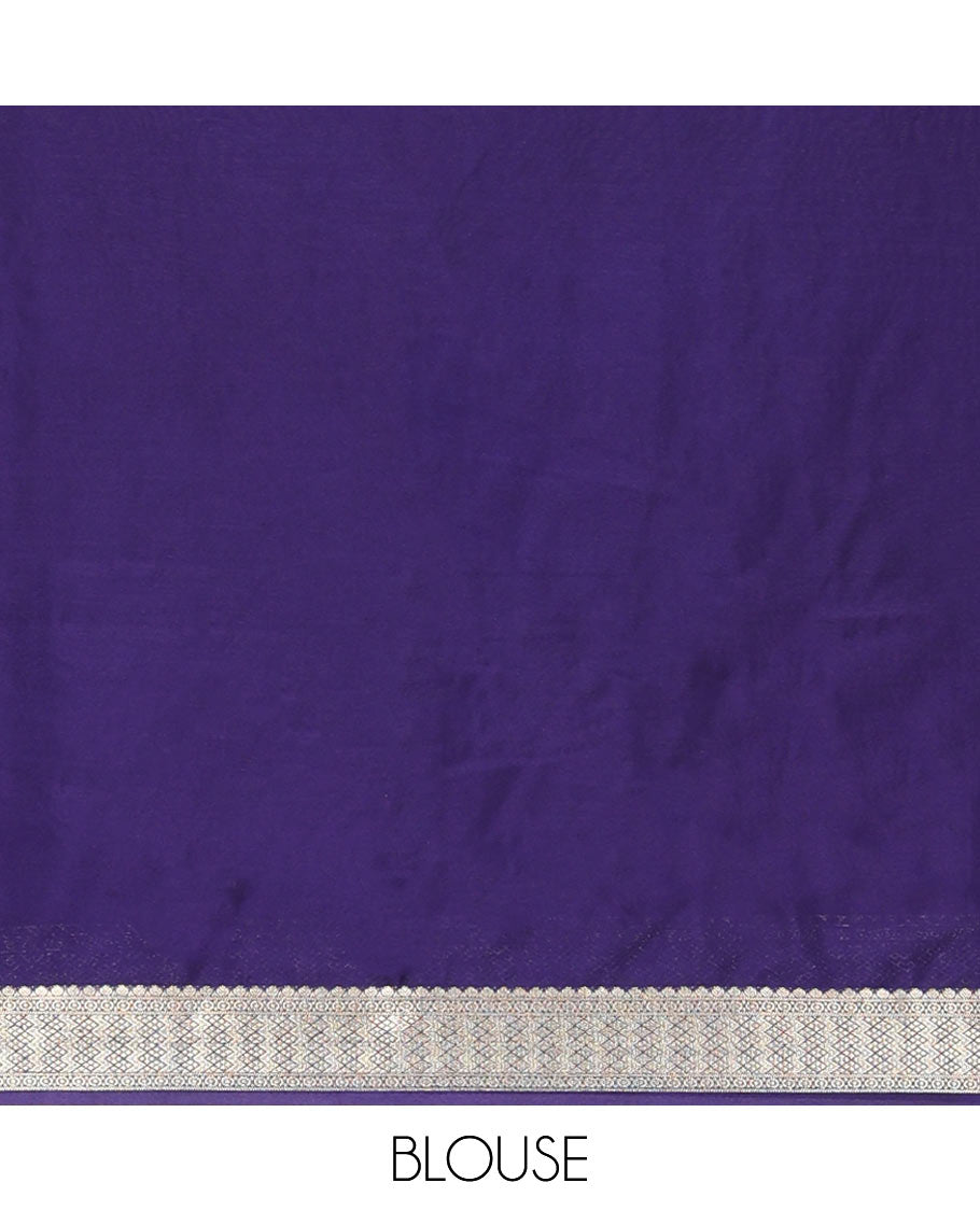Light blue striped design mysore silk saree with contrast zari design border & striped pallu