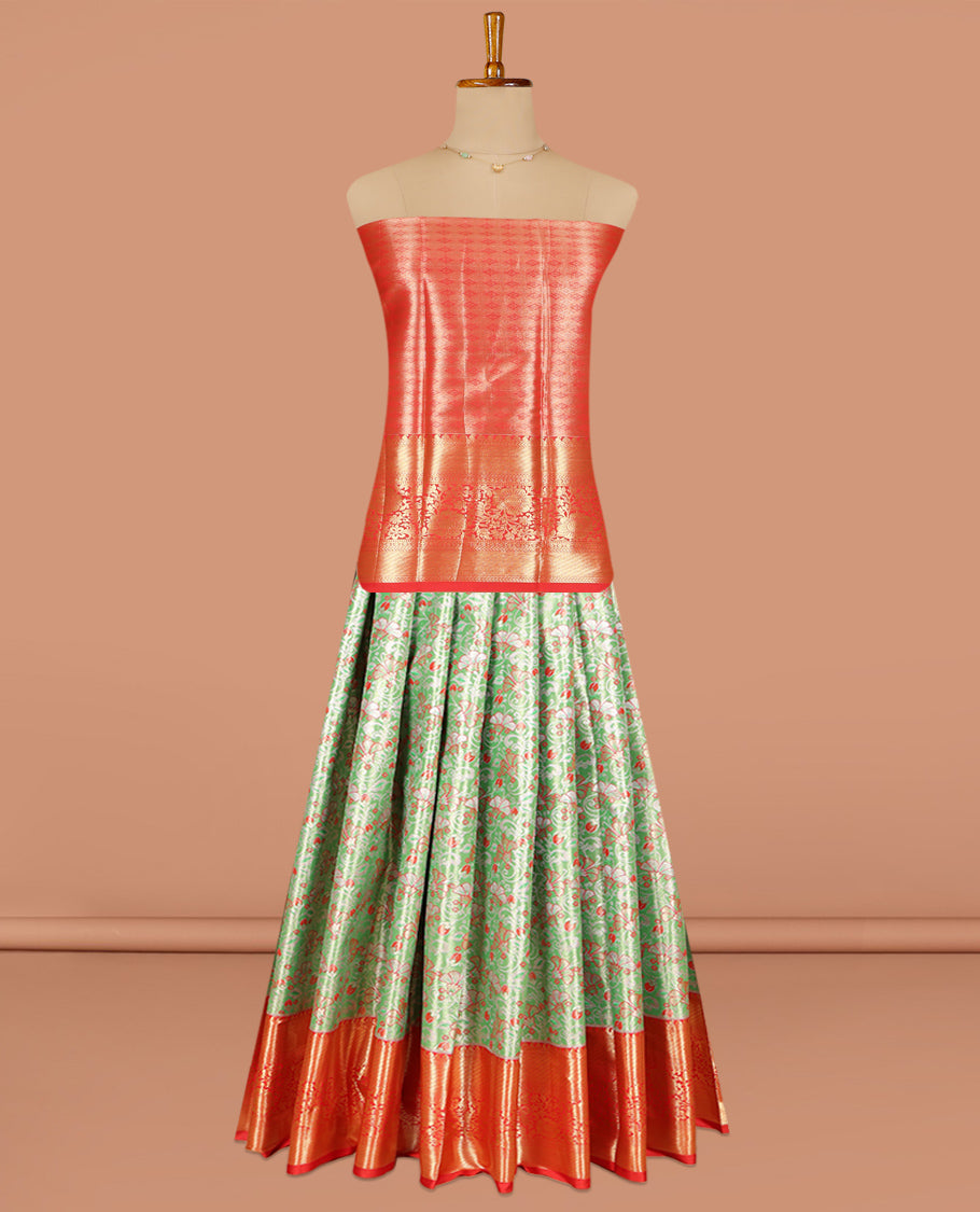 Green Art Silk Pavadai Material Set