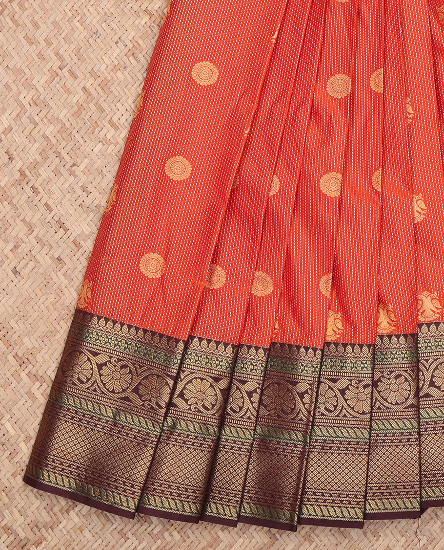 Rust Stripes Budget Silk Saree