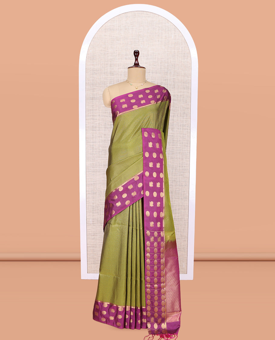 Green Peacock Chakram Budget Silk Saree