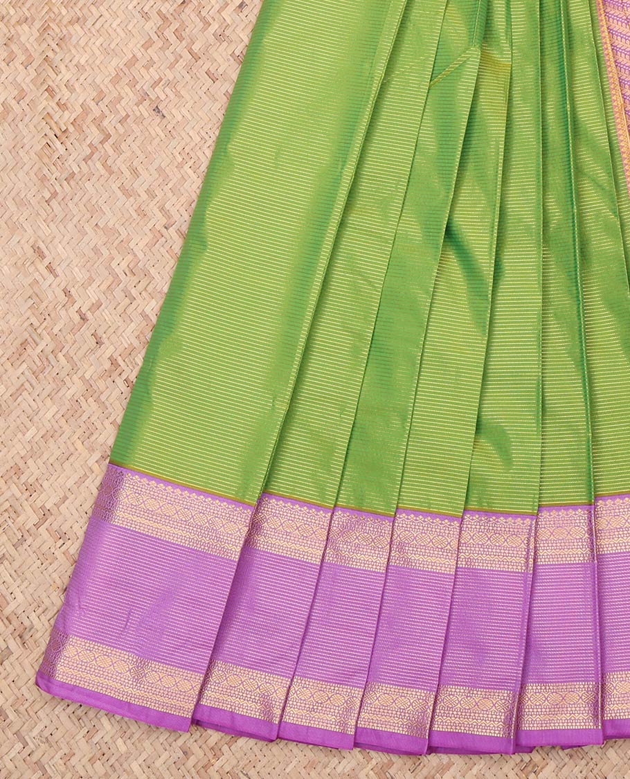 Green Zari Stripes Budget Silk Saree