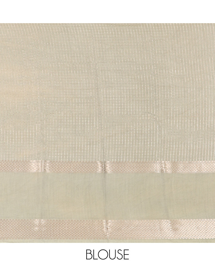 Purple zari checked Assam silk saree, contrast traditional zari border, and pallu of zari stripes