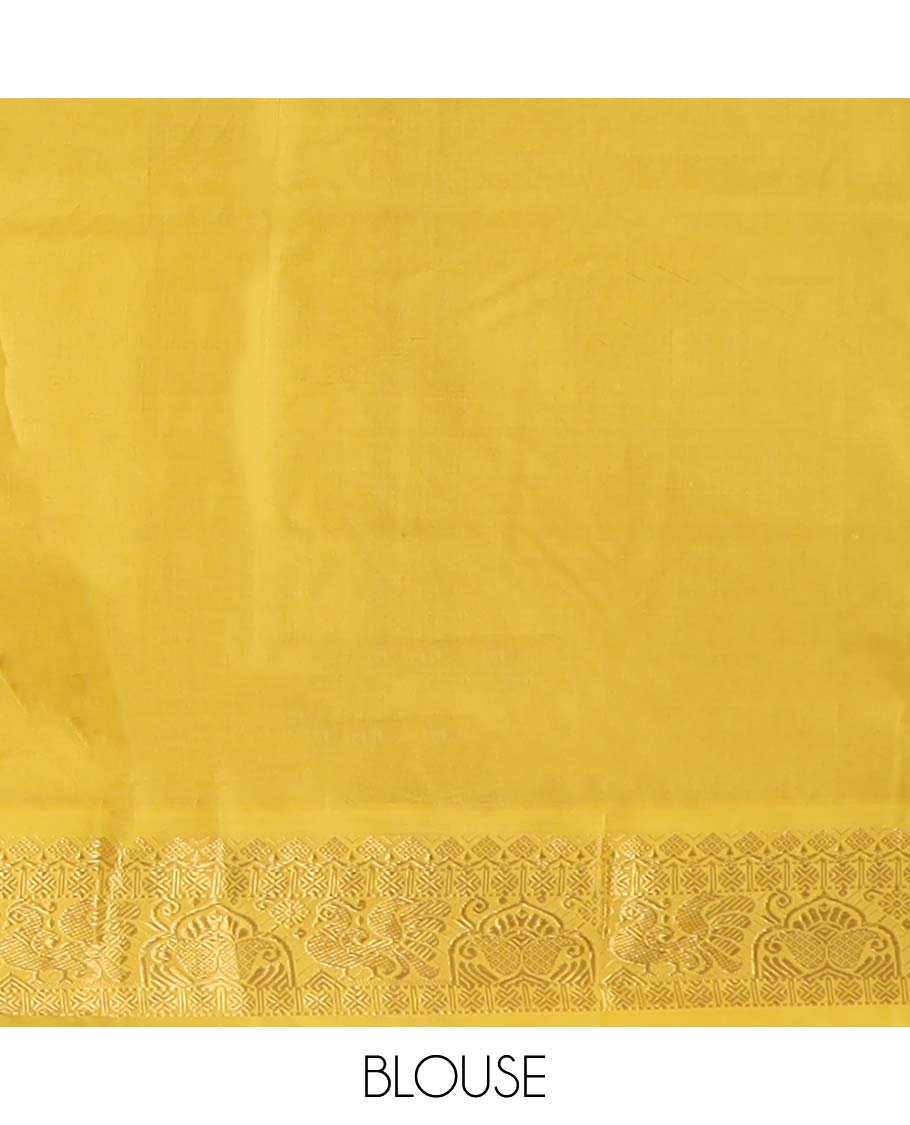 Brown plain design poly cotton saree, contrast traditional zari border, and striped pallu